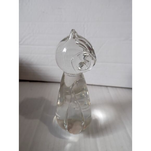 5 1/2" Clear Glass Owl Paperweight Figurine - Picture 6 of 6